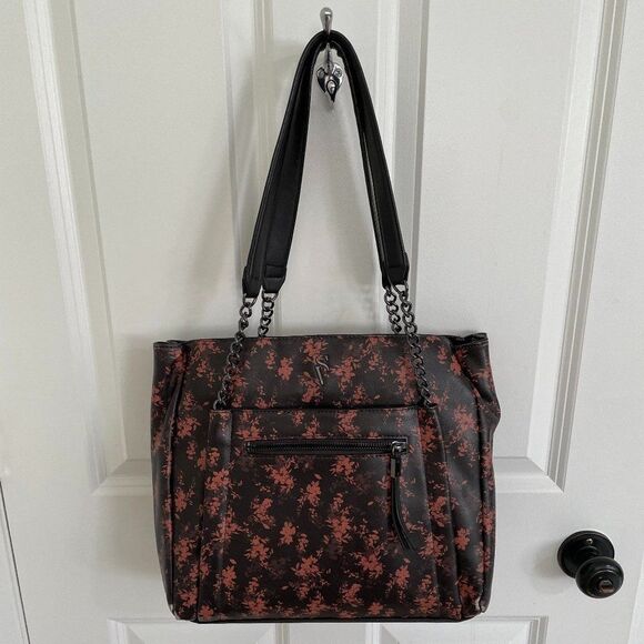 Simply Vera Vera Wang Floral Rockbridge Shoulder Bag in Brown Orange One Size - Picture 1 of 16